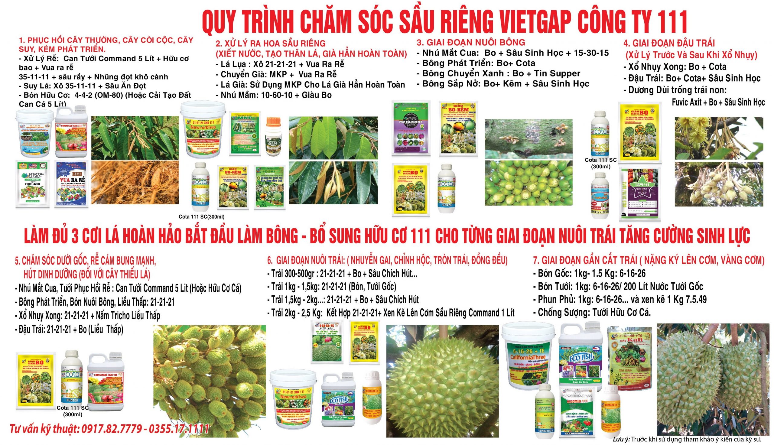 QUY TRÌNH CHĂM SÓC SẦU RIÊNG VIETGAP CÔNG TY 111